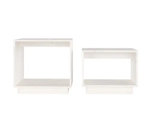 Kafijas Galdiņi, 2 Gab., Balti, Sabīdāmi, Priedes Masīvkoks Vidaxl