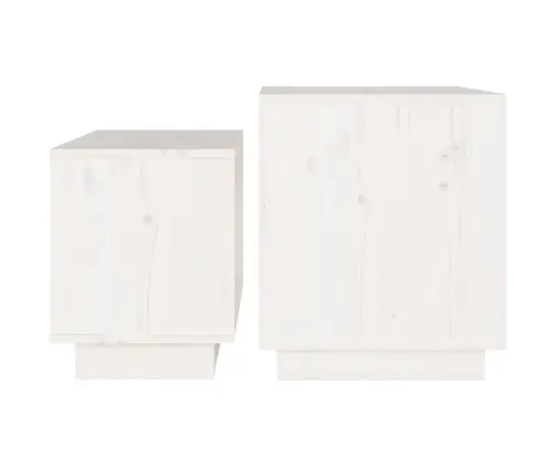 Kafijas Galdiņi, 2 Gab., Balti, Sabīdāmi, Priedes Masīvkoks Vidaxl