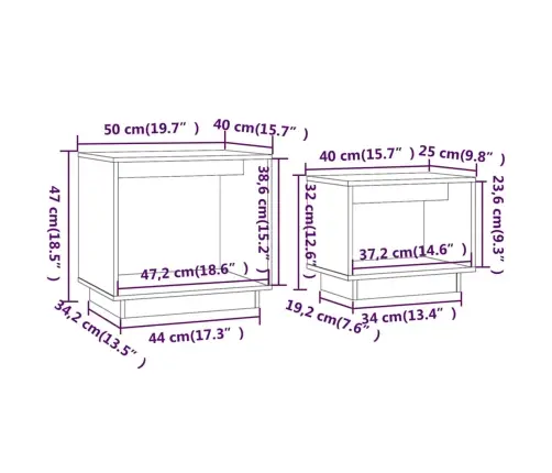 Kafijas Galdiņi, 2 Gab., Balti, Sabīdāmi, Priedes Masīvkoks Vidaxl