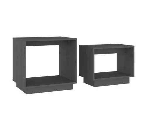 Sudedami Kavos Staliukai, 2Vnt., Pilki, Pušies Medienos Masyvas