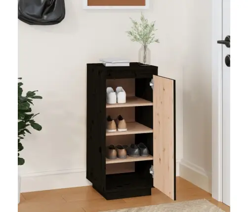 Apavu Skapītis, Melns, 35X35X80 Cm, Priedes Masīvkoks Vidaxl