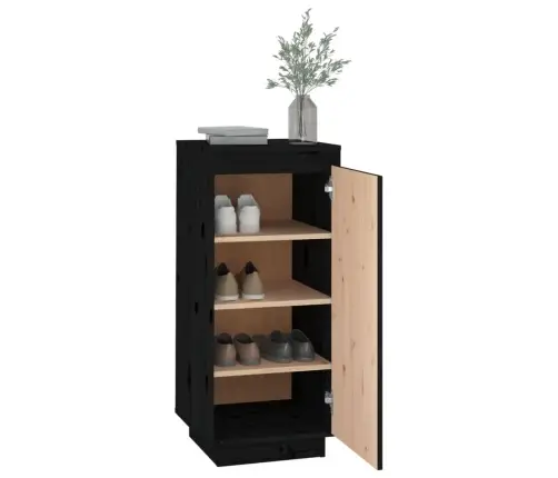 Apavu Skapītis, Melns, 35X35X80 Cm, Priedes Masīvkoks Vidaxl