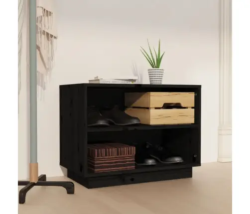 Apavu Plaukts, Melns, 60X34X45 Cm, Priedes Masīvkoks Vidaxl