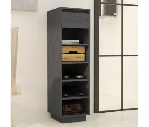 Apavu Skapītis, Pelēks, 30X34X105 Cm, Priedes Masīvkoks Vidaxl