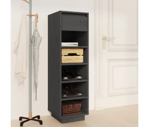 Apavu Skapītis, Pelēks, 30X34X105 Cm, Priedes Masīvkoks Vidaxl