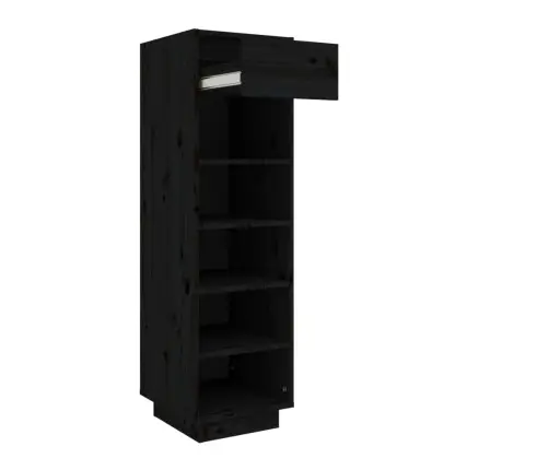 Apavu Plaukts, Melns, 34X30X105 Cm, Priedes Masīvkoks Vidaxl