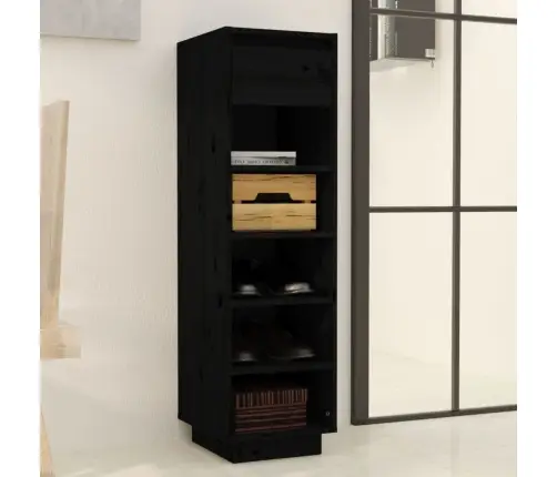 Apavu Plaukts, Melns, 34X30X105 Cm, Priedes Masīvkoks Vidaxl