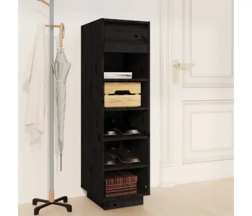 Apavu Plaukts, Melns, 34X30X105 Cm, Priedes Masīvkoks Vidaxl