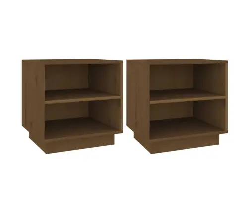 Naktsgaldiņi, 2 Gab., Brūni, 40X34X40 Cm, Priedes Masīvkoks Vidaxl