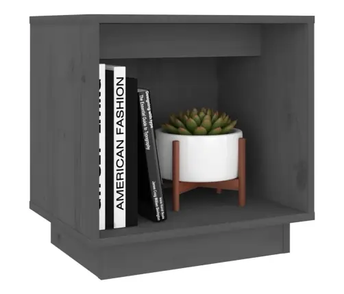 Naktsskapītis, Pelēks, 40X30X40 Cm, Priedes Masīvkoks Vidaxl