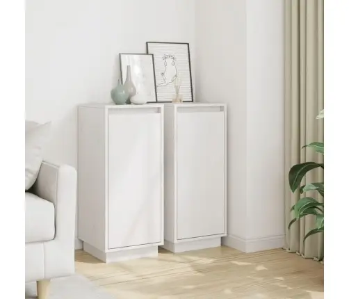 Kumodes, 2 Gab., Baltas, 31,5X34X75 Cm, Priedes Masīvkoks Vidaxl