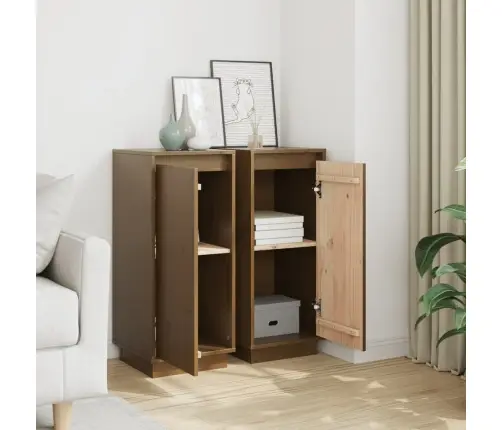 Šoninės Spintelės, 2Vnt., Medaus Rudos, 31,5X34X75cm Pušis Šoninės Spintelės, 2Vnt., Medaus Rudos, 31,5X34X75cm Pušis