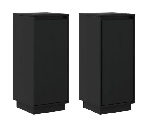 Kumodes, 2 Gab., Melnas, 31,5X34X75 Cm, Priedes Masīvkoks Vidaxl