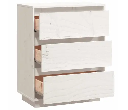 Kumode, Balta, 60X34X75 Cm, Priedes Masīvkoks Vidaxl