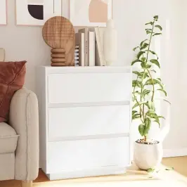 Kumode, Balta, 60X34X75 Cm, Priedes Masīvkoks Vidaxl