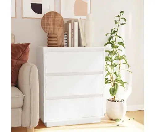 Kumode, Balta, 60X34X75 Cm, Priedes Masīvkoks Vidaxl