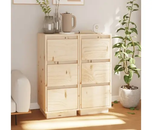 Kumodes, 2 Gab., 32X34X75 Cm, Priedes Masīvkoks Vidaxl