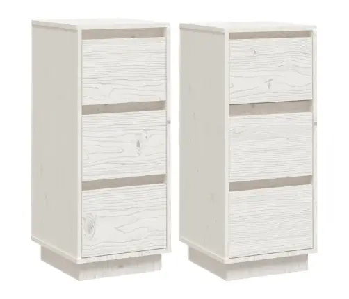Puhvetkapid 2 Tk, Valge, 32X34X75 cm Toekas Männipuit