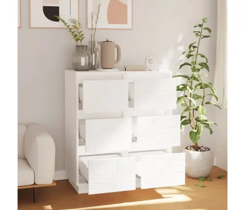 Puhvetkapid 2 Tk, Valge, 32X34X75 cm Toekas Männipuit