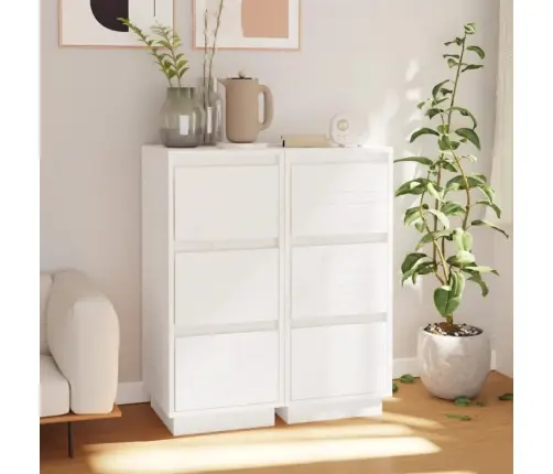 Puhvetkapid 2 Tk, Valge, 32X34X75 cm Toekas Männipuit