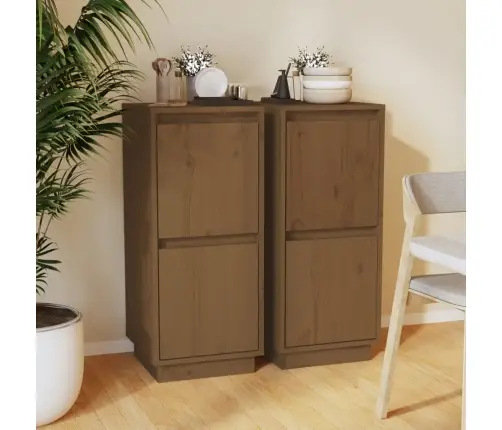 Šoninės Spintelės, 2Vnt., Medaus Rudos, 31,5X34X75cm Pušis