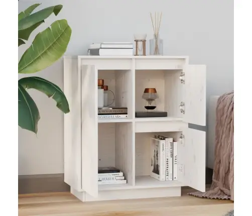 Kumode, Balta, 60X34X75 Cm, Priedes Masīvkoks Vidaxl