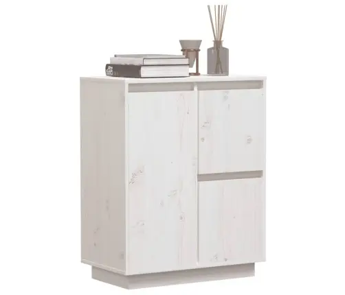 Kumode, Balta, 60X34X75 Cm, Priedes Masīvkoks Vidaxl