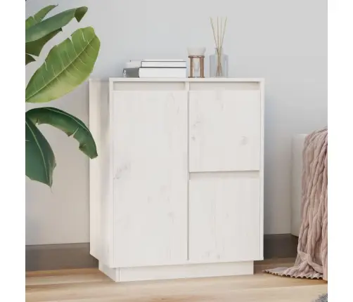 Kumode, Balta, 60X34X75 Cm, Priedes Masīvkoks Vidaxl