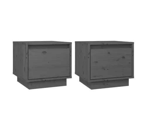 Naktinės Spintelės, 2Vnt., Pilkos, 35X34X32cm Pušies Masyvas