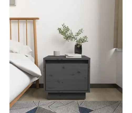 Naktinės Spintelės, 2Vnt., Pilkos, 35X34X32cm Pušies Masyvas