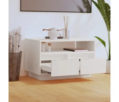 Tv Skapītis, Balts, 60X35X37 Cm, Priedes Masīvkoks Vidaxl