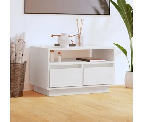 Tv Skapītis, Balts, 60X35X37 Cm, Priedes Masīvkoks Vidaxl