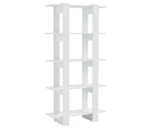 Grāmatu Plaukts, Aizslietnis, Spīdīgi Balts, 80X30X160 Cm Vidaxl