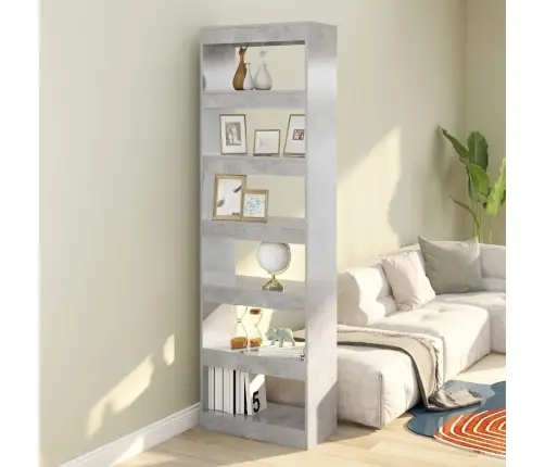 Grāmatu Plaukts, Aizslietnis, Betona Pelēks, 60X30X198 Cm Vidaxl