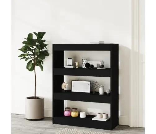 Spintelė Knygoms/Kambario Pertvara, Juoda, 80X30X103cm Mediena