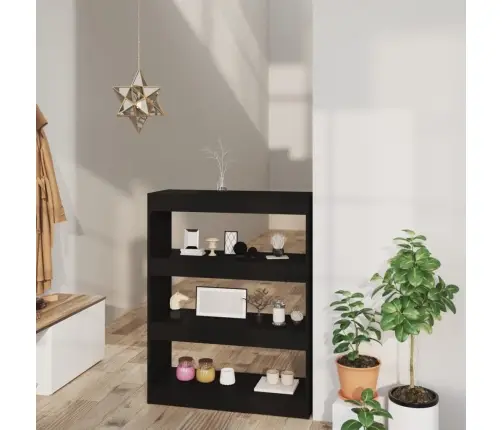 Spintelė Knygoms/Kambario Pertvara, Juoda, 80X30X103cm Mediena