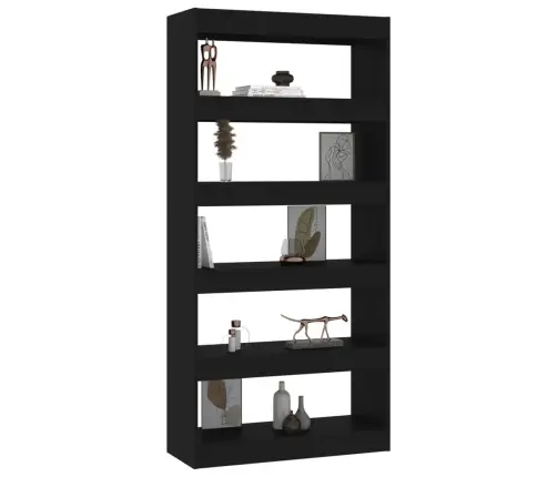 Raamaturiiul/Ruumijagaja, Must, 80X30X166 cm Tehispuit