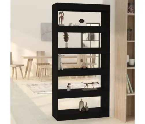 Raamaturiiul/Ruumijagaja, Must, 80X30X166 cm Tehispuit