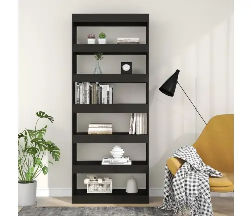 Spintelė Knygoms/Kambario Pertvara, Juoda, 80X30X198cm Mediena