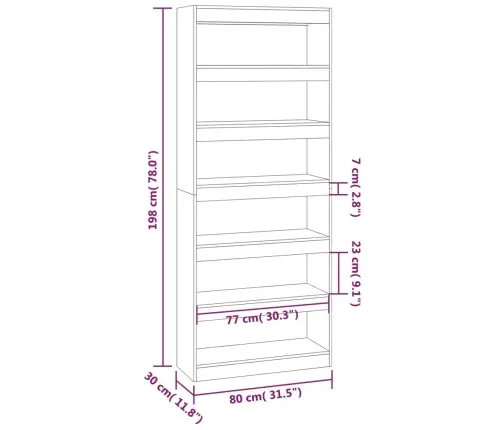 Grāmatu Plaukts, 80X30X198 Cm, Betonpelēks, Inženierijas Koks Vidaxl