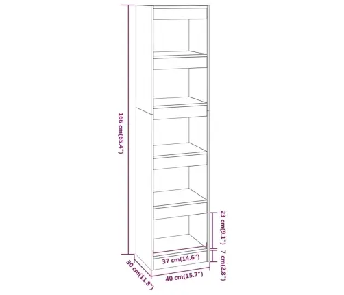 Raamaturiiul/Ruumijagaja, Pruun Tamm, 40X30X166 Cm