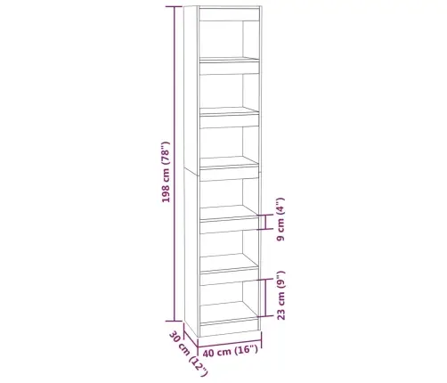 Grāmatu Plaukts, Pelēcīga Ozolkoka Krāsa, 40X30X198 Cm Vidaxl