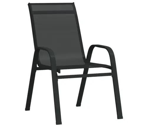 Sudedamos Sodo Kėdės, 6Vnt., Juodos, Tekstileno Audinys