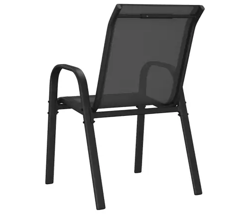 Sudedamos Sodo Kėdės, 6Vnt., Juodos, Tekstileno Audinys