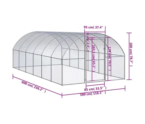 Lauko Narvas Viščiukams, 3X6X2M, Galvanizuotas Plienas