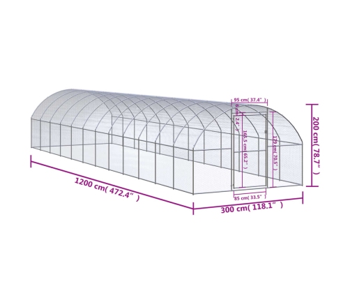 Lauko Narvas Viščiukams, 3X12X2M, Galvanizuotas Plienas