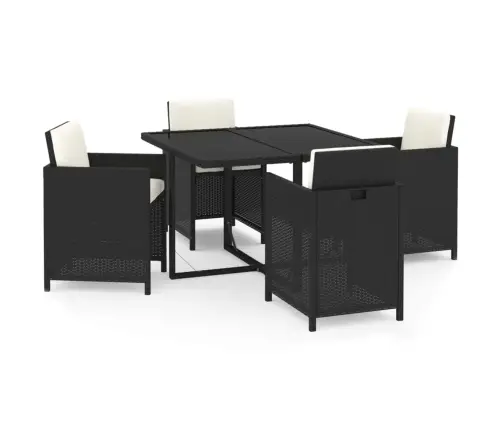 Sodo Komplektas Su Pagalvėlėmis, 5 Dalių, Juodas, Poliratanas