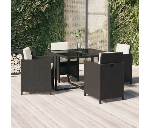 Sodo Komplektas Su Pagalvėlėmis, 5 Dalių, Juodas, Poliratanas