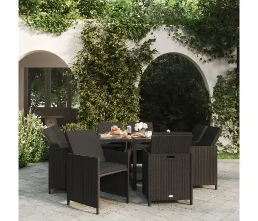 9-Osaline Aiamööbli Komplekt Patjadega, Must, Polürotang