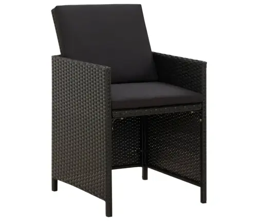 9-Daļīgs Dārza Mēbeļu Komplekts, Matrači, Melns, Pe Rotangpalma Vidaxl